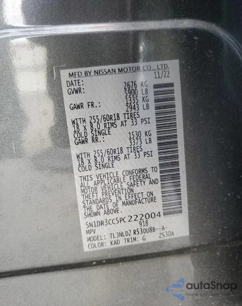 2023 Nissan Pathfinder Sl from USA, damaged, VIN 5N1DR3CC5PC222004